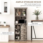 Vintage Sliding Barn Door Pantry Cabinet, 5-Tier Storage, 1-Person Assembly