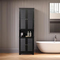 Black Tall Narrow Storage Cabinet, Freestanding, Single-Use