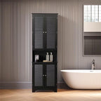 Black Tall Narrow Storage Cabinet, Freestanding, Single-Use