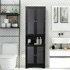 Black Tall Narrow Storage Cabinet, Freestanding, Single-Use