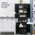 Black Tall Narrow Storage Cabinet, Freestanding, Single-Use