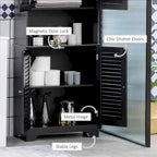 Black Tall Narrow Storage Cabinet, Freestanding, Single-Use