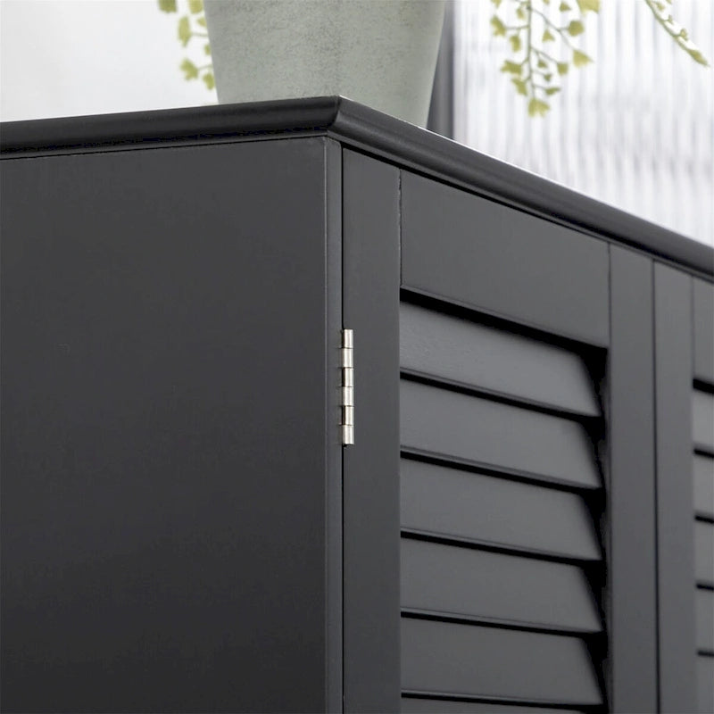 Black Tall Narrow Storage Cabinet, Freestanding, Single-Use