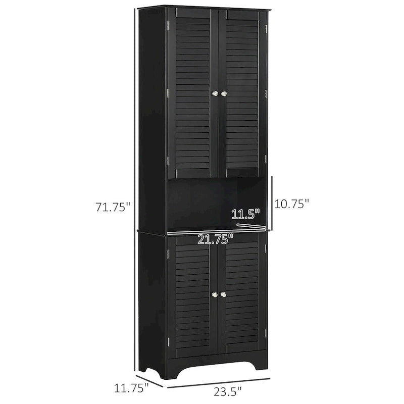 Black Tall Narrow Storage Cabinet, Freestanding, Single-Use
