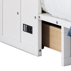 Natural Pine Murphy Bed Chest with Storage Drawer, Queen/Full, Sleeps 1–2