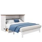 Natural Pine Murphy Bed Chest with Storage Drawer, Queen/Full, Sleeps 1–2