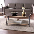 Rectangular Coffee Table, Champagne, Mirrored Top, 2-Tier, 1-Piece
