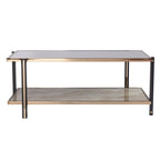 Rectangular Coffee Table, Champagne, Mirrored Top, 2-Tier, 1-Piece