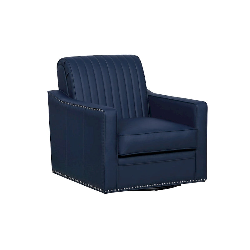 Fauteuil pivotant 360° en similicuir – Bleu marine / Crème / Noir, Siège simple