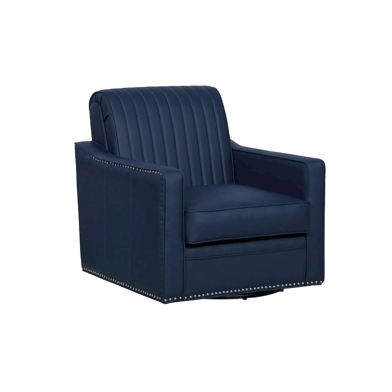 Fauteuil pivotant 360° en similicuir – Bleu marine / Crème / Noir, Siège simple