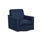 Fauteuil pivotant 360° en similicuir – Bleu marine / Crème / Noir, Siège simple