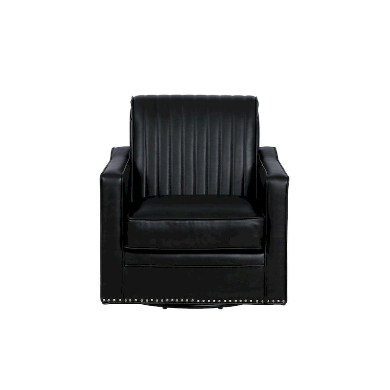Fauteuil pivotant 360° en similicuir – Bleu marine / Crème / Noir, Siège simple