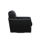 Fauteuil pivotant 360° en similicuir – Bleu marine / Crème / Noir, Siège simple
