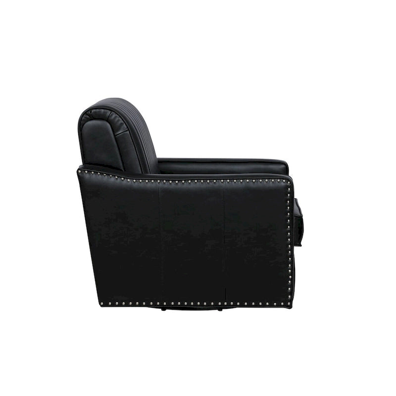 Fauteuil pivotant 360° en similicuir – Bleu marine / Crème / Noir, Siège simple