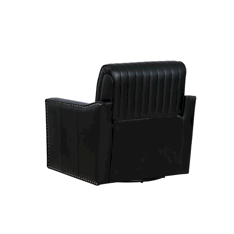 Fauteuil pivotant 360° en similicuir – Bleu marine / Crème / Noir, Siège simple