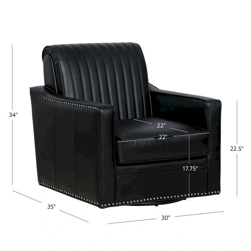 Fauteuil pivotant 360° en similicuir – Bleu marine / Crème / Noir, Siège simple