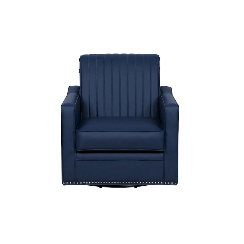 Fauteuil pivotant 360° en similicuir – Bleu marine / Crème / Noir, Siège simple