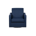 Fauteuil pivotant 360° en similicuir – Bleu marine / Crème / Noir, Siège simple