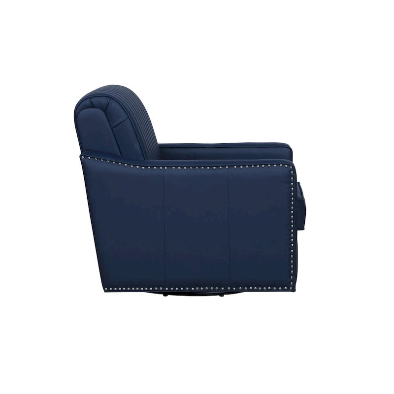 Fauteuil pivotant 360° en similicuir – Bleu marine / Crème / Noir, Siège simple