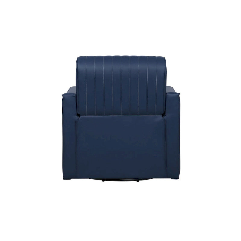 Fauteuil pivotant 360° en similicuir – Bleu marine / Crème / Noir, Siège simple