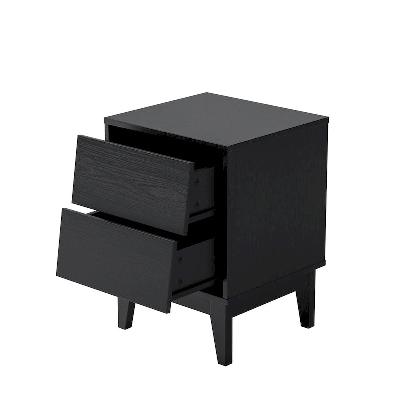 Brown/Black Vintage-Style Nightstand with 2 Drawers, Set of 2