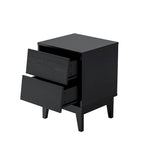 Brown/Black Vintage-Style Nightstand with 2 Drawers, Set of 2