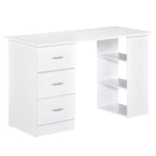 White Computer Desk with 3 Drawers & 3-Tier Shelves, 1-Person