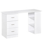 White Computer Desk with 3 Drawers & 3-Tier Shelves, 1-Person